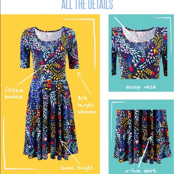 Lularoe Floral Nicole Dress - Picture 4 of 6